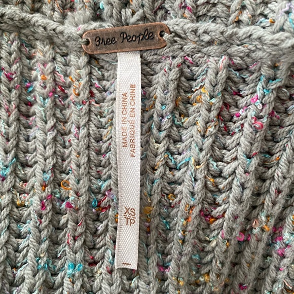 Free People Leo Sweater Silver Gleam Combo XS Oversized - Picture 10 of 16